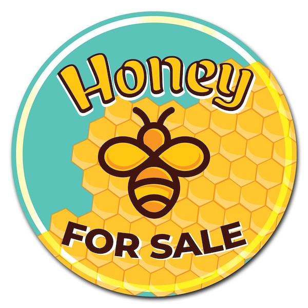 Signmission Farmers Market Honey Circle Vinyl Laminated Decal, D-12-CIR-Honey for Sale D-12-CIR-Honey for Sale - main